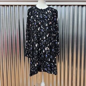 Aritzia Wilfred Floral Long Sleeve Button Front Tiered Drop Waist Dress